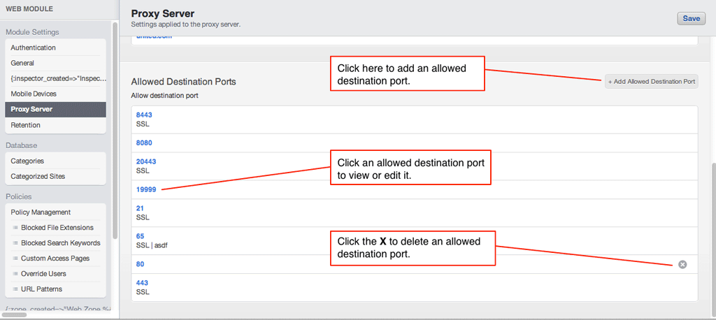 Allowed Destination Ports