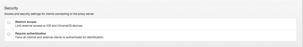 Proxy Server Security Table