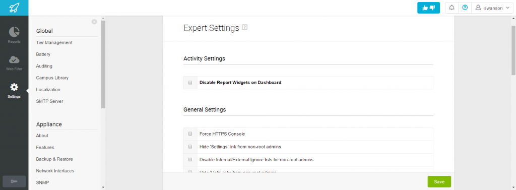 Expert Settings