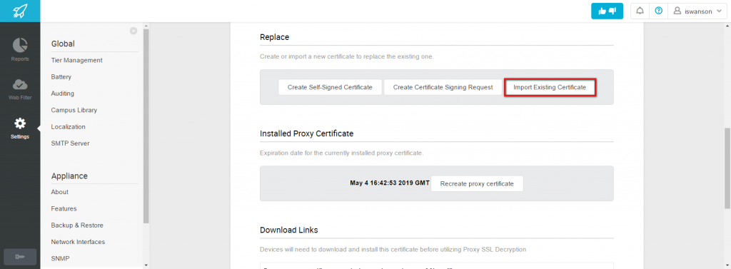 Import Existing Certificate