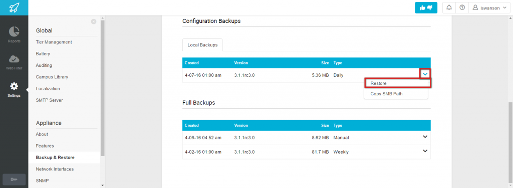 Restore a Local Backup 2