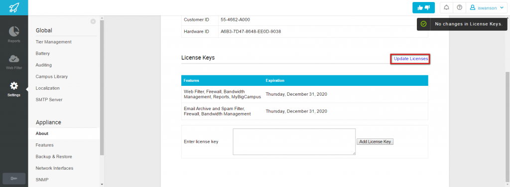 Updating Licenses