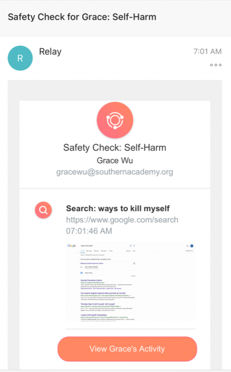 Safety Check Suicide Alert